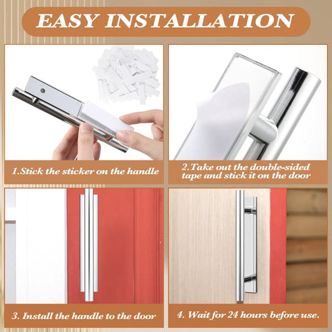 Easy installation steps for 50 Pack Stick On Push Pull Drawer Pulls Adhesive Cabinet Handles ABS Plastic For Kitchen Cabinets Doors Furniture Silver