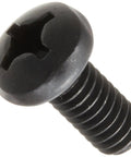 Top Tier Steel Pan Head Machine Screws Featuring Sharp Black Oxide Finish Three Phillips Drive Twelve Twenty Four Thread Size Half Inch Length Fully Threaded Hardware Crushing Heavy Load Jobs Pack Of 100 close-up of black pan head machine screw with Phillips drive