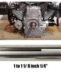 Rugged Stainless Steel Crankshaft Sleeve Converts Gas Engines From One Inch To One Eighth Fast, shown against engine backdrop.