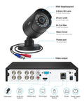 AI Powered Home Security System With Human And Vehicle Detection camera specs and 8 Channel DVR inputs display.