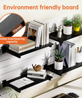 Six Shelf Wood Slatwall Shelves Kit With 12 Steel Brackets For Garage, Home Improvement And Retail Display installed, holding books and plants, 15.8 W X 8 D X 0.6 H Inches Slat Wall Shelf Storage Solution