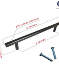 Sleek Matte Black Cabinet Handles And Drawer Pulls In A Nifty Ten Pack, featuring 8 inches long and 6 inches center spacing with screws.