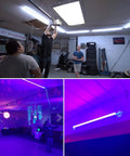 6 Foot LED Tube Light Linkable Cord For T5 And T8 Fixtures Double End Connector Cable Power Extension Wire For Integrated LED Lighting Easy Plug In Shop Garage Under Cabinet Lighting 4 Pack installed in garage and party room.