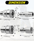 Qoroos stainless steel quick-connect pressure washer fittings, 4-piece NPT 1/4 inch male and female adapter kit