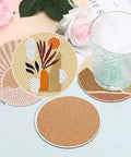 Eight Pack Landscape Diamond Painting Coasters With Holder Complete DIY Kit For Adults Round Full Drill 5D Gem Dots Craft Set