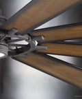 Close-up of Top Shelf Large Ceiling Fan With Classic Americana Vibes And A Real Deal Heavy Duty Steel Build featuring distressed blades.