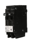 Q3030 Tandem 30 Amp 120 Volt Circuit Breaker With CTL Rejection, Type QT, Plug-In Insta-Wire Connectors, 10,000 AIC, Dual 30A Breaker For 120V Load Centers, Easy Install And High Current Protection. Black dual 30A Type QT breaker, front view.