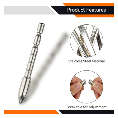 Stainless Steel Archery Field Points With BreakOff Tips For 4 2mm Shafts GlueIn Insert 60 120 Grain Range In 10 Grain Increments