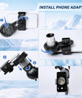 Kid Friendly Portable Refractor Telescope for Kids and Adults with 70mm Aperture showing phone adapter installation steps