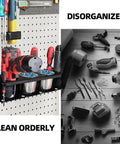 Magnetic Power Tool Organizer Rack For Cordless Drills And Screwdrivers With 4 Stainless Steel Cups Heavy Duty Metal Storage Rack For Tool Cart Pegboards Workbench Garage And Toolbox