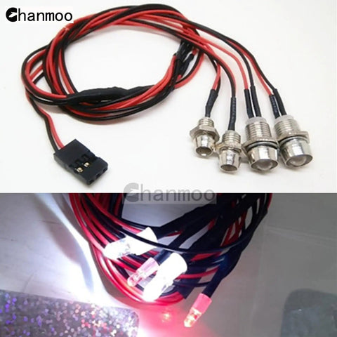 2 Pack 4 LED RC Car Light Kit White Headlights Red Taillights For Crawler Buggy Truck 4WD RC Vehicles Dope Upgrade With SCX10
