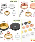 Real Deal Mirror Finish Screw Caps For 24 Sets 10 Mm Decorative Stainless Steel Furniture Nails With Grip Tough Rubber Liners For Heavy Duty Tables And Closet Hardware Projects In Classic Silver image showing various sizes and colors of screw caps.
