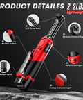 Extended 18V Cordless Ratchet Wrench With 4 Inch Neck 550 RPM 40 Ft Lbs Torque visible with labels and features shown