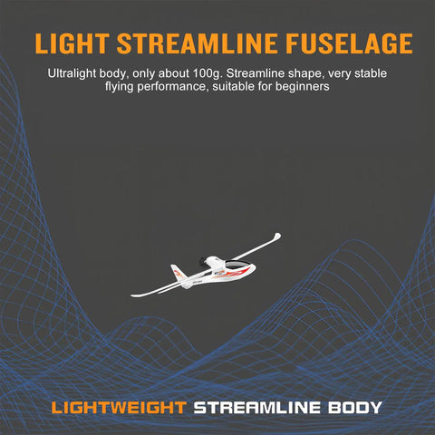 Three Channel RC Airplane For Adults And Beginners, Sky King Inspired Fighter Glider shown with light streamline fuselage.