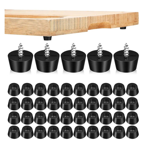 120 Sets Screw-On Rubber Feet For Cutting Boards, Furniture Legs, And Appliances Anti-Slip Plastic Bumpers with washers.