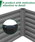 12 By 4 By 1.5 Foot Galvanized Raised Garden Bed Black corner detail, durable rust resistant metal with protective corner pads for outdoor planting.