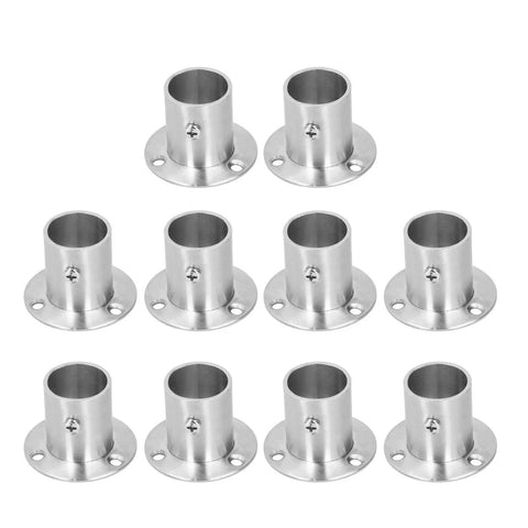 Heavy Duty Flange Pipe Base Kit 19mm For Wardrobe Closet Cupboard And Desk Installations, 10 Pack With Screws displayed in a grid layout