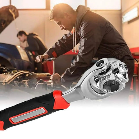 Mechanic using 8 In 1 Socket Wrench Set Ultra Versatile Hex Wrench Made From Chrome Vanadium Steel With Non Slip Handle