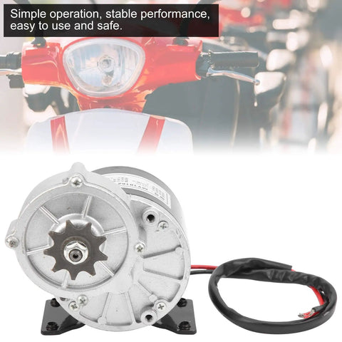 350W 12V DC Brushed Motor With 9T Gear Reduction For DIY Electric Bicycle And Scooter, 3000 RPM High Speed, front view