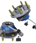Front Wheel Hub & Bearing Assembly Set (2) for Chevy Impala, Monte Carlo, Uplander, 5-bolt, ABS sensor wire visible