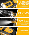 Power Up 21V Cordless Drill Kit With Two Batteries And Charger, 25+3 Torque Settings, 3 Eighths Inch Keyless Chuck, variable speed