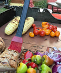 Copper Grill Mats Set Of 5 Nonstick Reusable BBQ Mats For Electric Gas Charcoal Grills Grilling Made Easy With Simple Clean As Seen On TV, meat and vegetables grilling on mat.