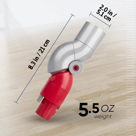 Dimensions of Low Reach Adapter for Dyson V15 V11 V10 V8 V7 Cordless Vacuum Cleaner With Bonus Trigger Lock, grey and red