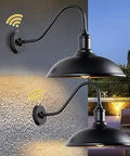 Large 15 Inch Barn Light With Dusk To Dawn Sensor Go-To Industrial Gooseneck Outdoor Wall Mount Waterproof Exterior Lighting