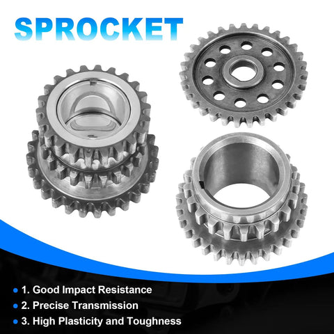 3.6L Pentastar Timing Chain Kit Drop-In sprockets for 2011-2016 Jeep Dodge Chrysler RAM engines, metal gears, OEM fitment.