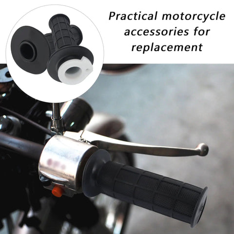 Dope Go Kart And Mini Bike Twist Throttle Cable Kit With Seven Eighths Inch Grips For 22mm Handles, installed on motorcycle