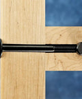 Heavy Duty Cross Dowel And Bolt Kit Eight Pack For Bed Frames And Workbenches With Washers, bolt in wooden frame closeup