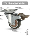 Tough As Nails 1.5 Inch Swivel Casters Set Of Four Heavy Duty Rolling Wheels With Reliable Brake and measurements.