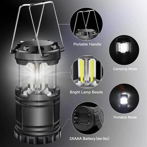 Ultra Bright 350 Lumen LED Camping Lanterns Pack Of 4 Battery Powered Waterproof And Compact Emergency Light features