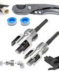 4 In 1 Water Pipe Threader Cutting Tool with alloy steel cutters and pipe cutting accessories for PVC pipes.