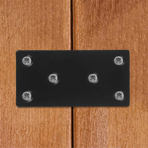 Black Stainless Steel Corner Brackets Set Of 10 With Protective Coating, 6 hole straight metal plate mounted on wood