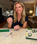 Dope DIY Floral Craft Kit With ABS Pearls, metal wire, flower stems, scissors, pliers, rolls displayed on a table with user