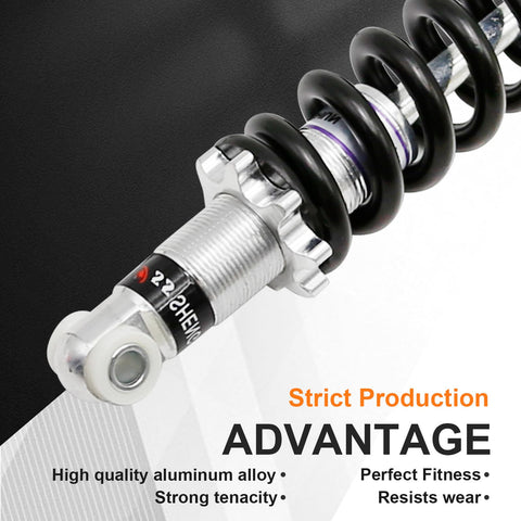 Close-up of Beefy Rear Shock Absorber And Suspension Spring with steel and aluminum alloy, 190mm length, 1200lb capacity for gas scooters and bikes