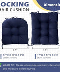 Indoor Outdoor Rocking Chair Cushion Navy Blue Waterproof High Back Pad For Lounger And Recliner Patio Chair Pad With Non Slip Ties Comfy Soft Durable Seat Cushion For Wicker Cane And Bistro Chairs dimensions of seat and back cushions