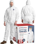 Disposable Hazmat Suit 25 Pack With Hood Heavy Duty Breathable PPE Coverall Painter Suit 2X Large For Indoor Outdoor Use