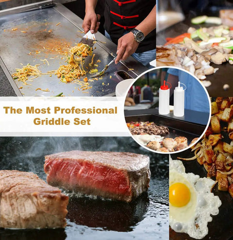 Cooking with Eight Piece Griddle Tools Set Pro Grade Heavy Duty Stainless Steel Spatula Kit For Grill Griddle Hibachi Flat Top Outdoor