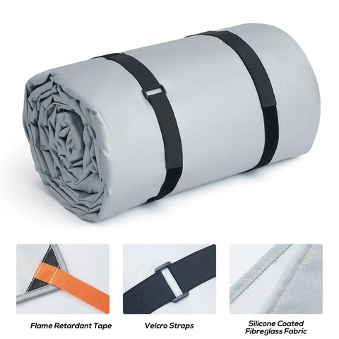 Rolled Car Fire Blanket 20ft By 30ft Large Fireproof Cover For Electric And Gas Vehicle Accidents Silicone Coated Fiberglass