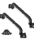 2 Pack Barn Door Pull Handles Heavy Duty Black Matte Finish Solid Steel For Wooden Doors Gates Sheds Cabinets 6 Inch Wide