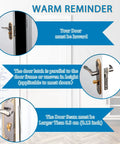 Installation instructions image for Heavy Duty 3 in 1 Travel Door Lock Kit for Privacy and Home Security showing door requirements.