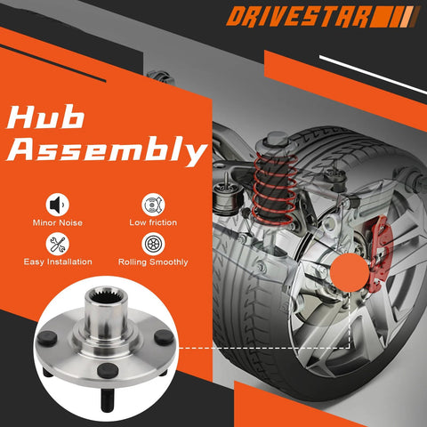 Wheel Hub Bearing Assembly For Ford Focus 2000 To 2011 Front Left Or Right With ABS 4 Lug Durable Protective Coating Easy Disassembly Replaces Worn Hubs And Reduces Vibration image showcasing the assembly with easy installation and minor noise operation features.