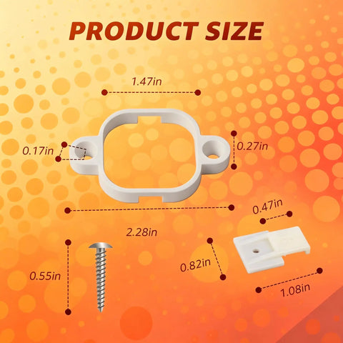 90 Pack Light Clips For Pro Outdoor Lights H706 H806, illustrated product dimensions with screws and brackets details