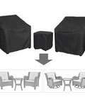 All Weather Outdoor Furniture Cover Set For 3 Piece Patio Bistro With Two Chair Covers And One Coffee Table Cover Waterproof Black