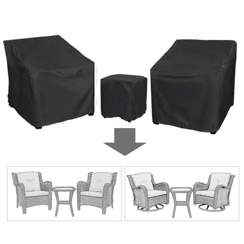 All Weather Outdoor Furniture Cover Set For 3 Piece Patio Bistro With Two Chair Covers And One Coffee Table Cover Waterproof Black