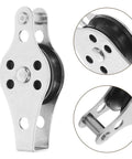 Stainless Steel Pulley Wheels 2 Pack For Kayaks And Canoes, beefy heavy duty marine deck hardware with close-up details