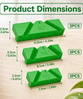 Top Grade Knockout Drill Bit Sharpening Jig Kit With Three Adjustable Angle Blocks For Bench Grinders And No Sweat Woodworking Tool Restoration Workflows Shop Side showing product dimensions on three green angle blocks.