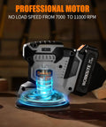 20V Max Cordless Random Orbital Sander 5 Inch Variable Speed Hand Sander With 2Ah Battery Charger glowing motor